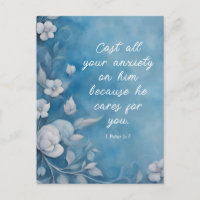 1 Peter 5:7 “Cast All Your Anxiety” Blue Floral