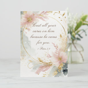 1 Peter 5:7 Cast All Your Cares on Him Bible Card