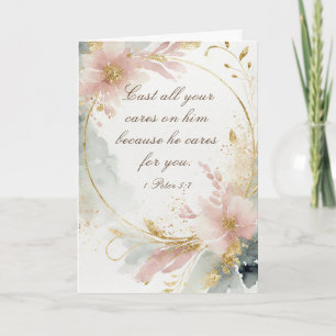 1 Peter 5:7 Cast All Your Cares on Him Bible Verse Card