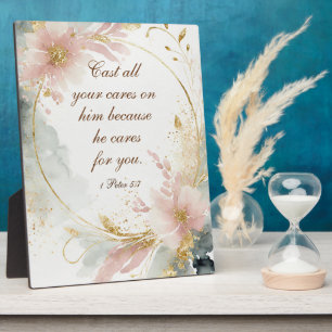 1 Peter 5:7 Cast All Your Cares on Him Bible Verse Plaque