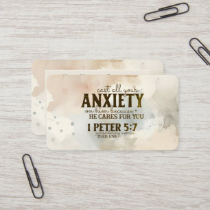 1 Peter 5:7 Cast your anxiety on Him Bible Verse  Business Card