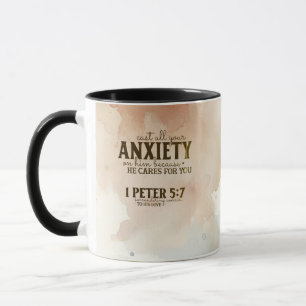 1 Peter 5:7 Cast your anxiety on Him Bible Verse Mug