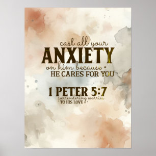 1 Peter 5:7 Cast your anxiety on Him Bible Verse  Poster