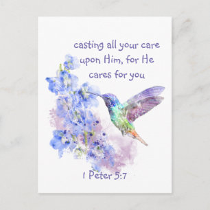 1 Peter 5:7 Casting all your care upon Him Quote Postcard