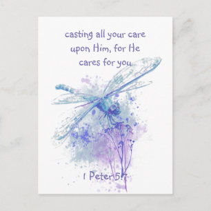 1 Peter 5:7 Casting all your care upon Him Quote Postcard