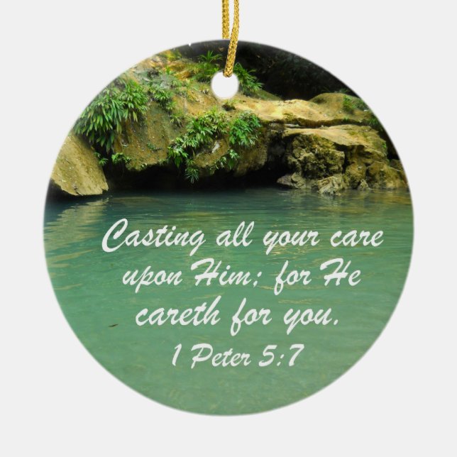 1 Peter 5:7 Ceramic Tree Decoration (Front)