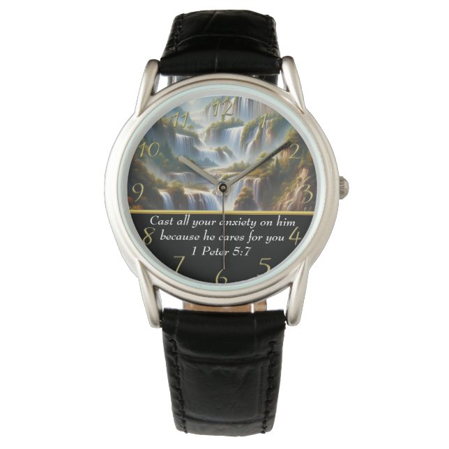 1 Peter 5:7 Christian Faith a waterfall  Watch (Front)