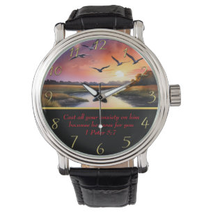 1 Peter 5:7 Christian Faith moutain lake Watch