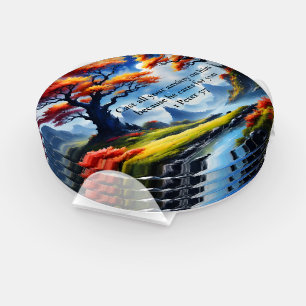 1 Peter 5:7 cross on a mountain Coaster Set