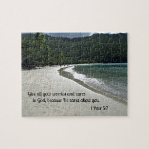 1 Peter 5:7 Give all your worries and cares to God Jigsaw Puzzle