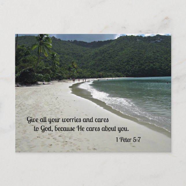 1 Peter 5:7 Give all your worries and cares to God Postcard (Front)