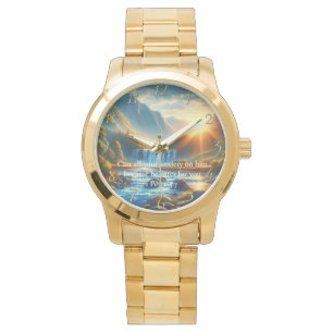 1 Peter 5:7 Gold Christian Faith Prayer Watch
