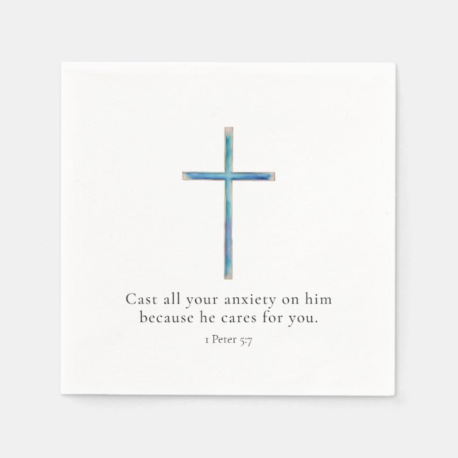 1 Peter 5:7 Minimalist Cross Napkin (Front)