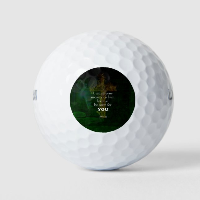1 Peter 5:7 Uplifting Bible Verses Quote Golf Balls (Front)