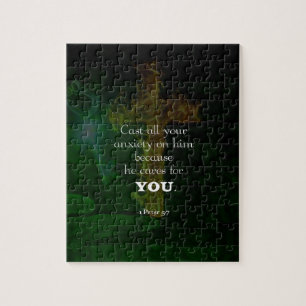 1 Peter 5:7 Uplifting Bible Verses Quote Jigsaw Puzzle