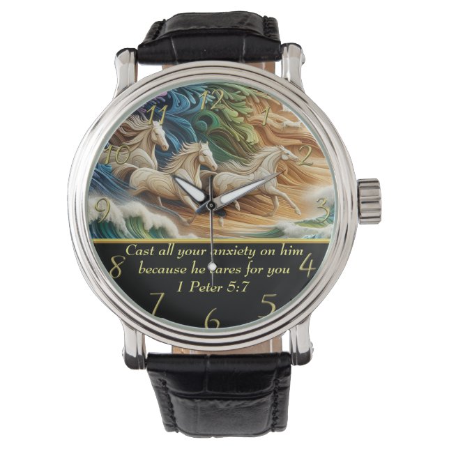 1 Peter 5:7 waterfalls in valley  Watch (Front)