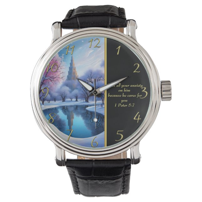 1 Peter 5:7  White Church  Watch (Front)