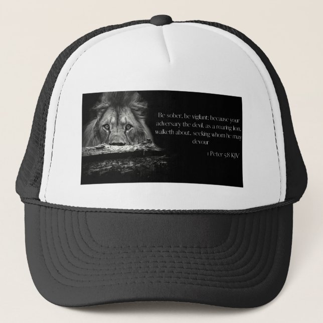 1 Peter 5:8 Be Alert and Sober Minded Christian Trucker Hat (Front)