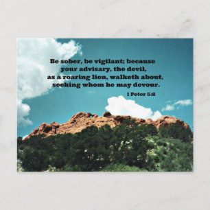 1 Peter 5:8 Be sober, be vigilant; because.... Postcard