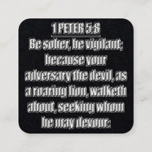 1 Peter 5:8 KJV Bible Verse Square Business Card