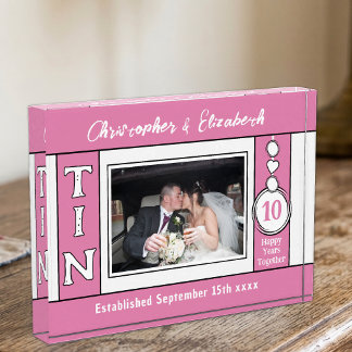 1 photo 10 year anniversary pink block