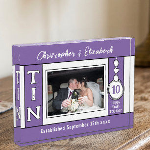 1 photo 10 year anniversary purple block
