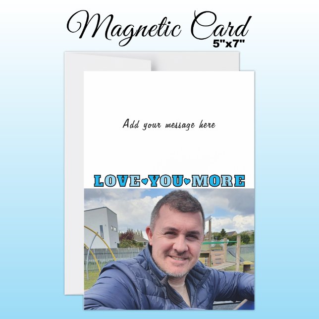 1 photo add text love you blue magnetic card (Creator Uploaded)