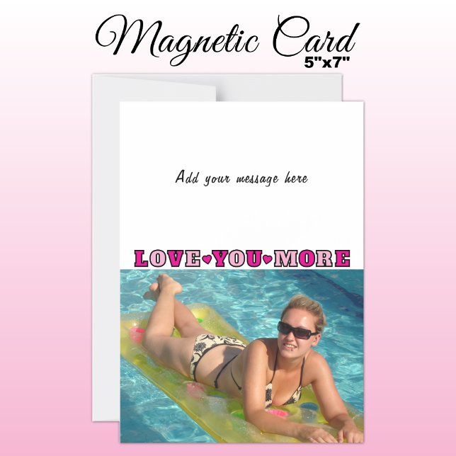 1 photo add text love you pink magnetic card (Creator Uploaded)