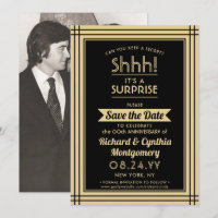 1 Photo Anniversary Surprise Party Black and Gold