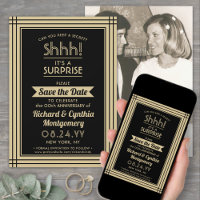 1 Photo Anniversary Surprise Party Black and Gold
