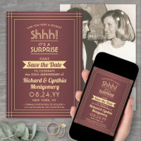1 Photo Anniversary Surprise Party Burgundy & Gold