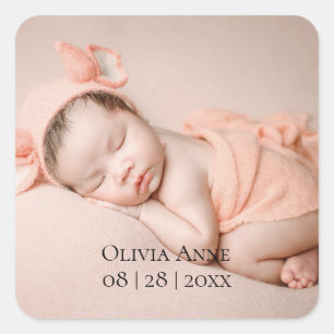 1 Photo Baby Birth Announcement Sticker