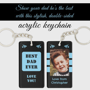 1 photo best dad ever love you black blue key ring