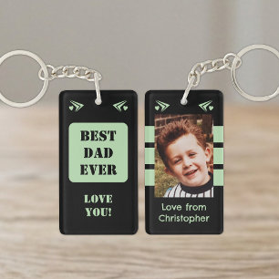 1 photo best dad ever love you black green key ring