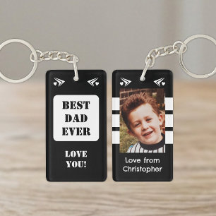 1 photo best dad ever love you black white key ring