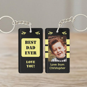 1 photo best dad ever love you black yellow key ring