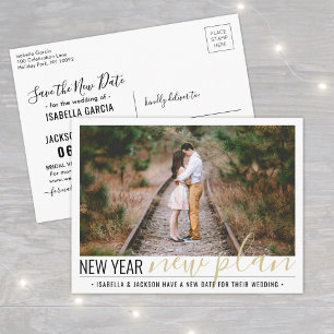 1 Photo Change of Plans Wedding New Years Holiday Announcement Postcard