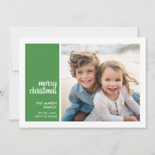 1 Photo Collage Minimal Christmas green Holiday Card