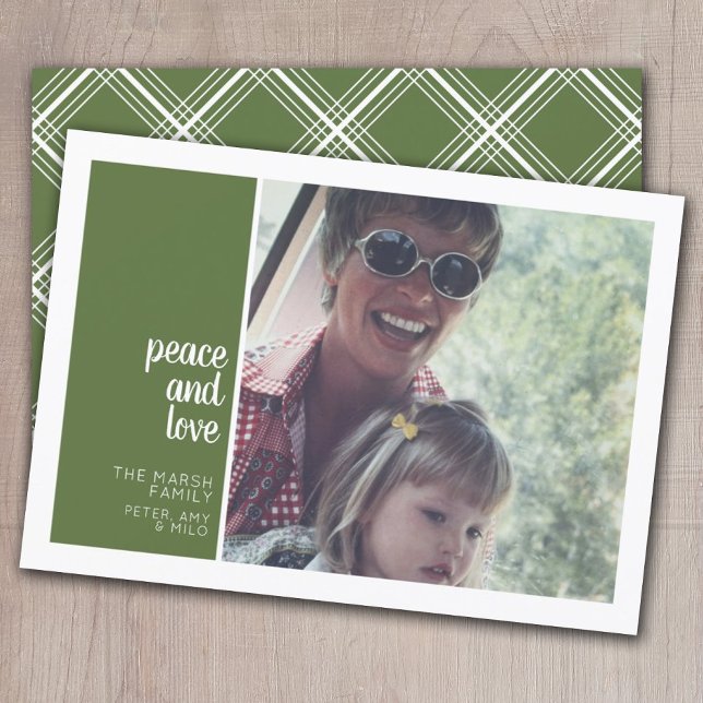 1 Photo Collage Minimal Christmas peace love Holiday Card (Creator Uploaded)