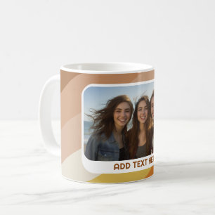 1 Photo Collage - text - Retro Stripes Warm Colour Coffee Mug