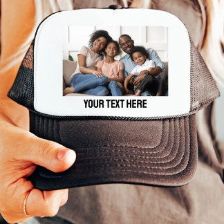 1 Photo Custom Text Birthday Squad Crew Party Team Trucker Hat