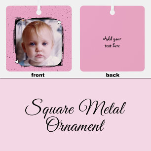 1 photo custom text keepsake pink metal tree decoration