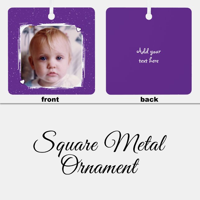 1 photo custom text keepsake purple metal tree decoration (Creator Uploaded)