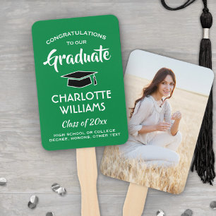 1 Photo Graduation Elegant Green White and Black Hand Fan