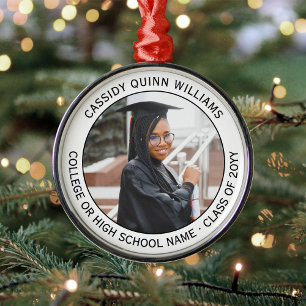 1 Photo Graduation Elegant Modern White and Black Metal Tree Decoration