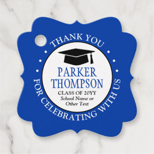 1 Photo Graduation Thank You Royal Blue Fancy Favour Tags