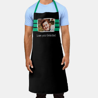 1 photo love you grandad black green apron
