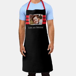 1 photo love you grandad black red apron