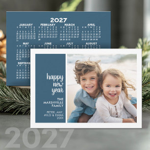1 Photo Minimal New Year - 2027 Calendar Holiday Card