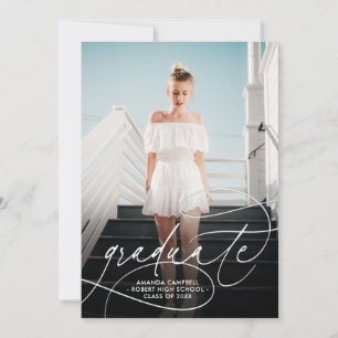 1 Photo Modern Minimalist Elegant Graduation Party Invitation